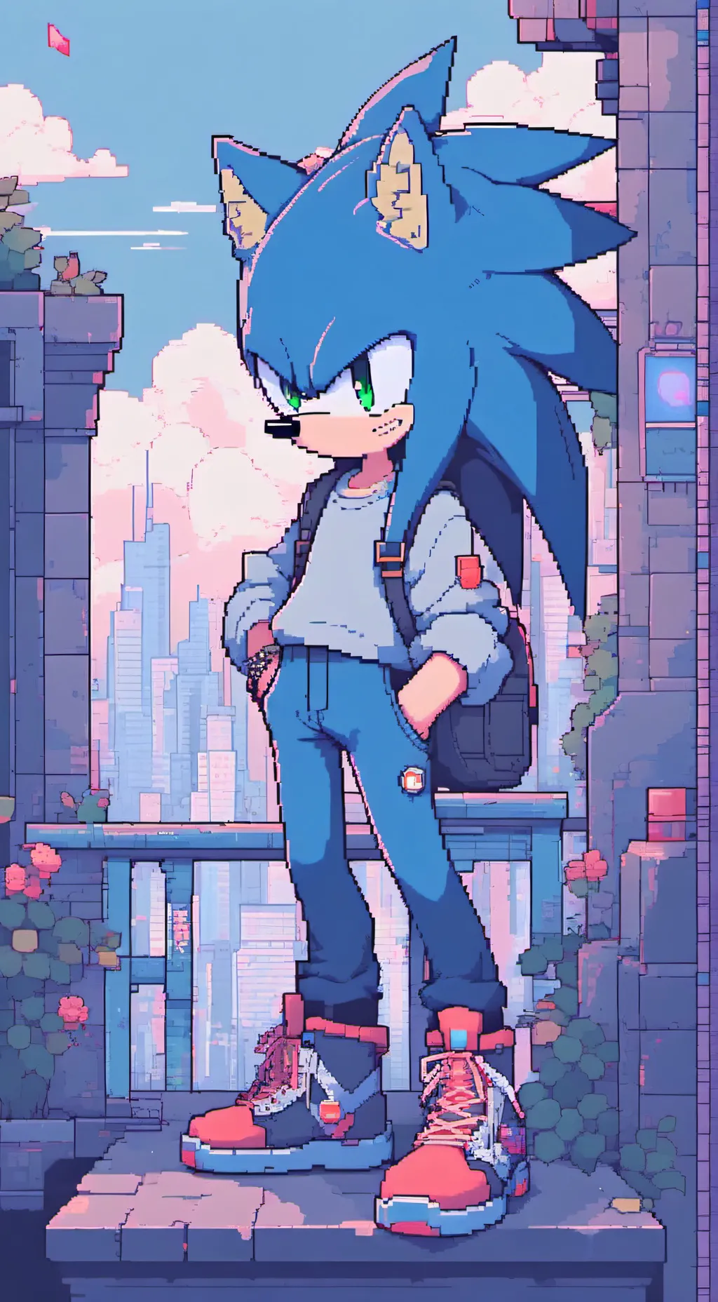 ai character: Sonic highschool  background