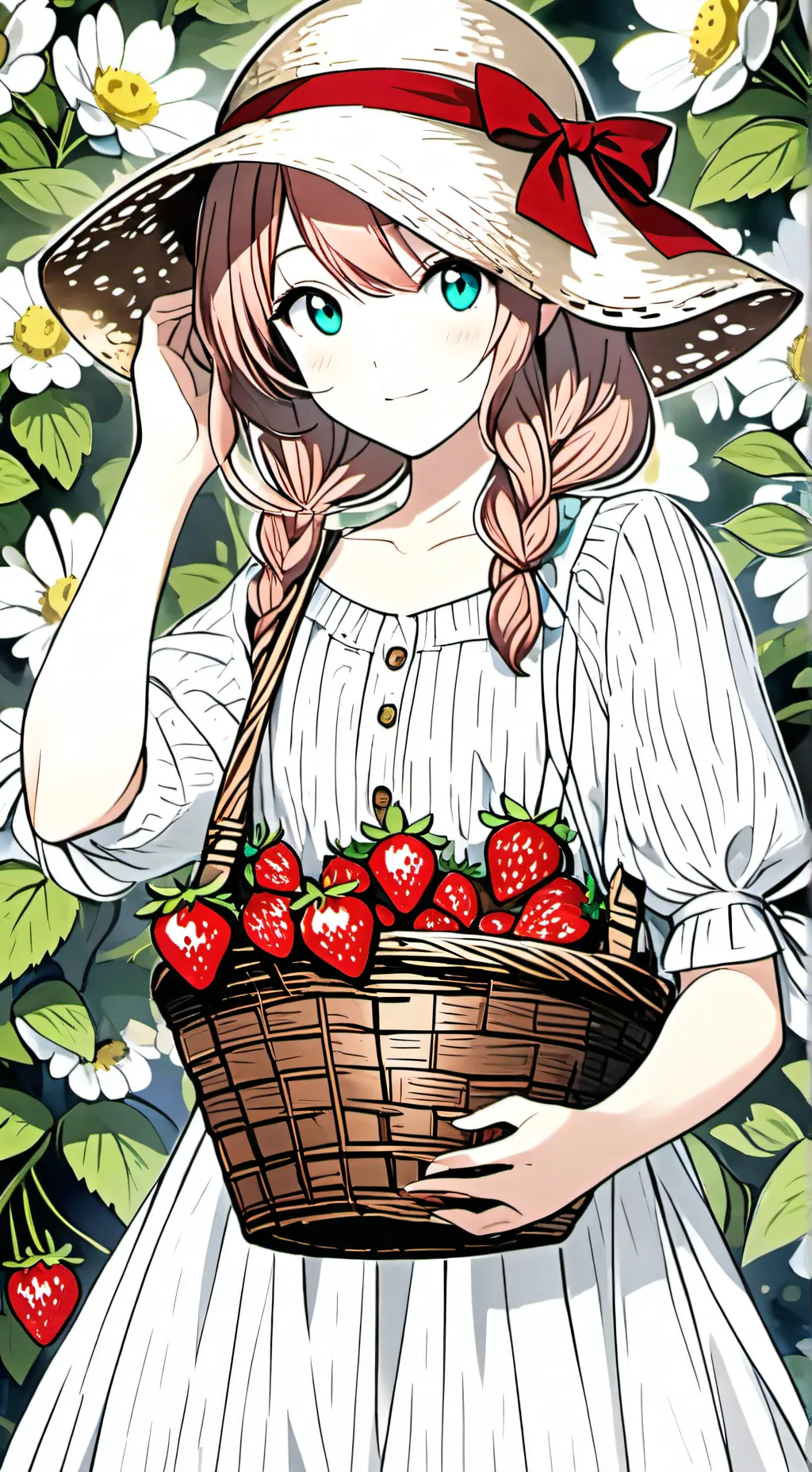 ai character: Strawberry Girl background