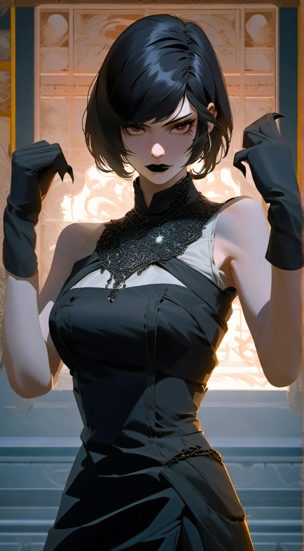 ai character: Jet black fist background