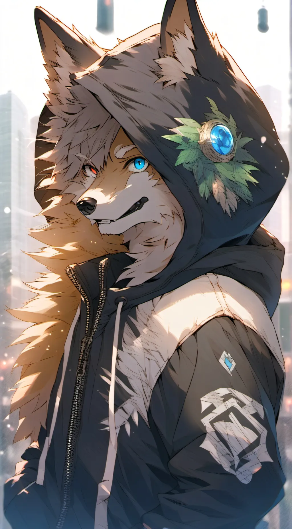 ai character: A black fursuit background