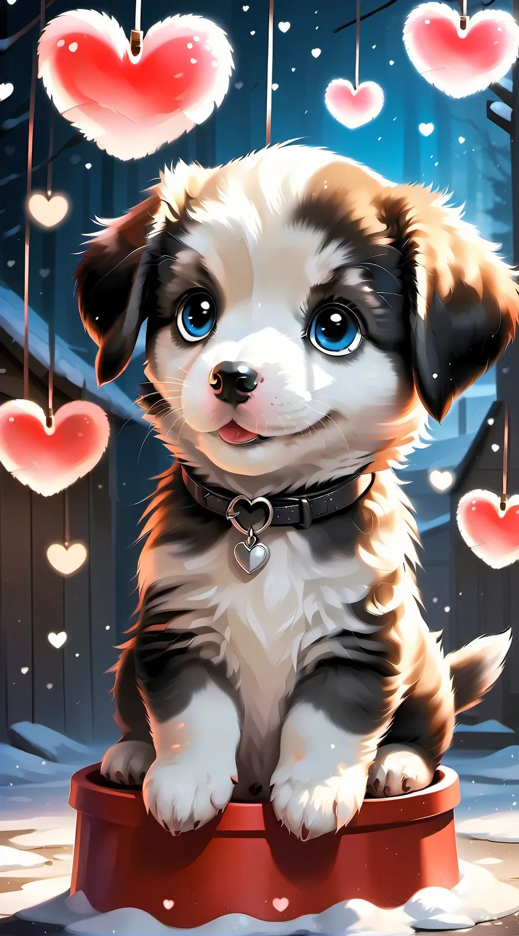 ai character: cute puppy  background