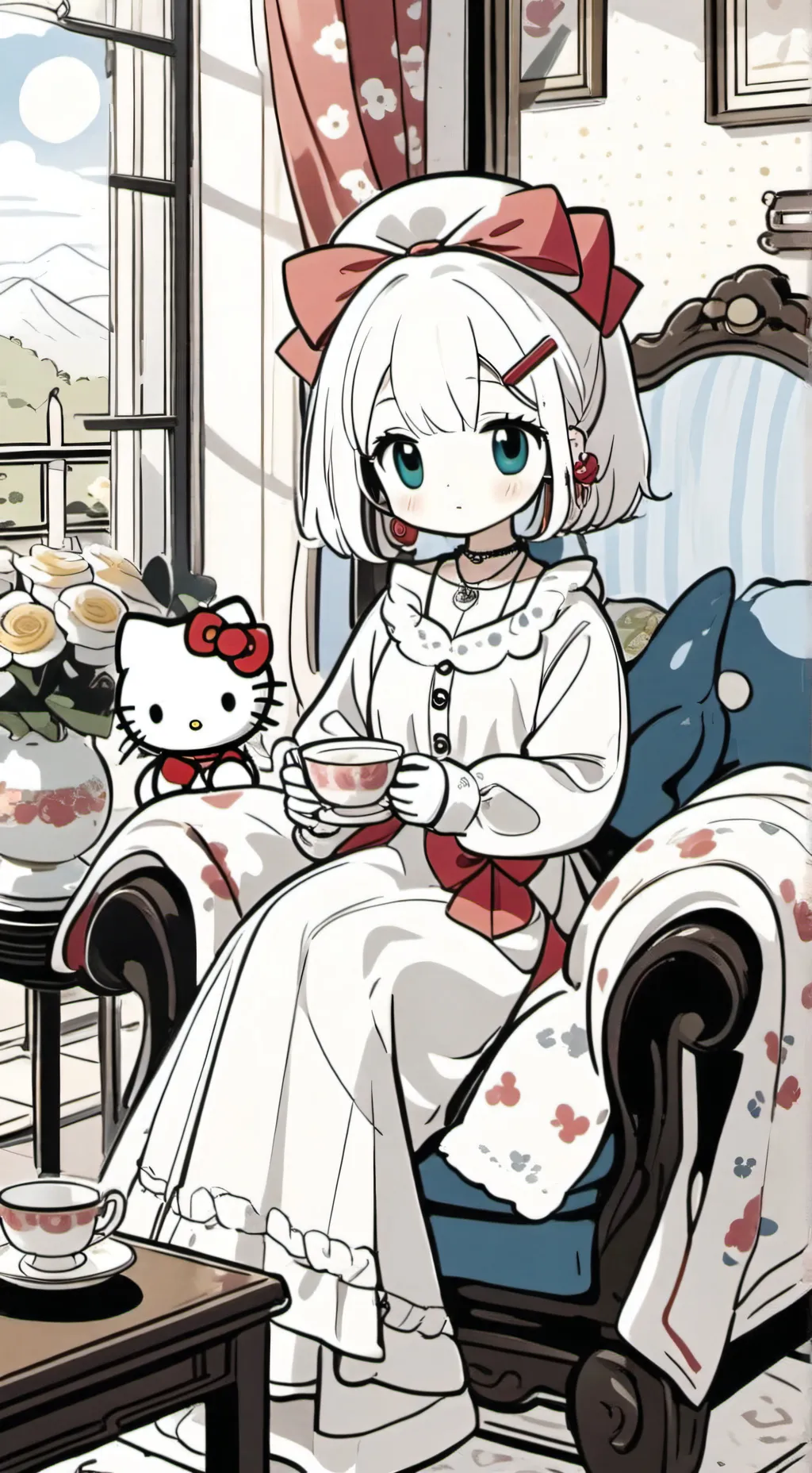 ai character: Hello Kitty background