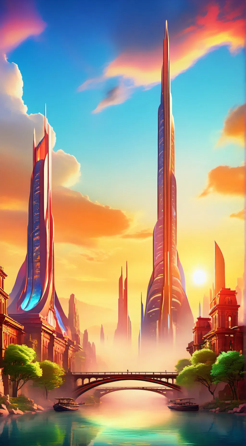 ai character: ciudad elementos  background