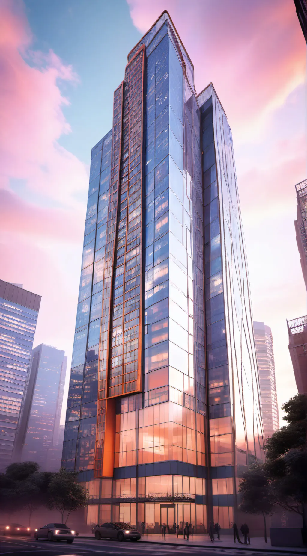 ai character: Tall bilding  background