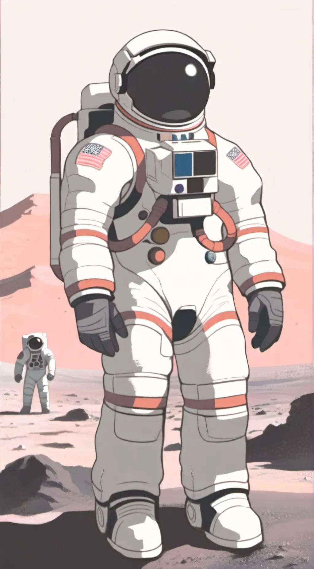 ai character: giant astronaut  background