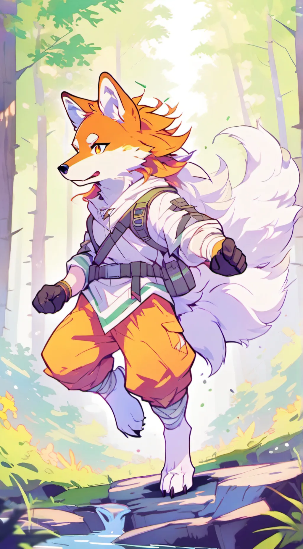 ai character: Orange background