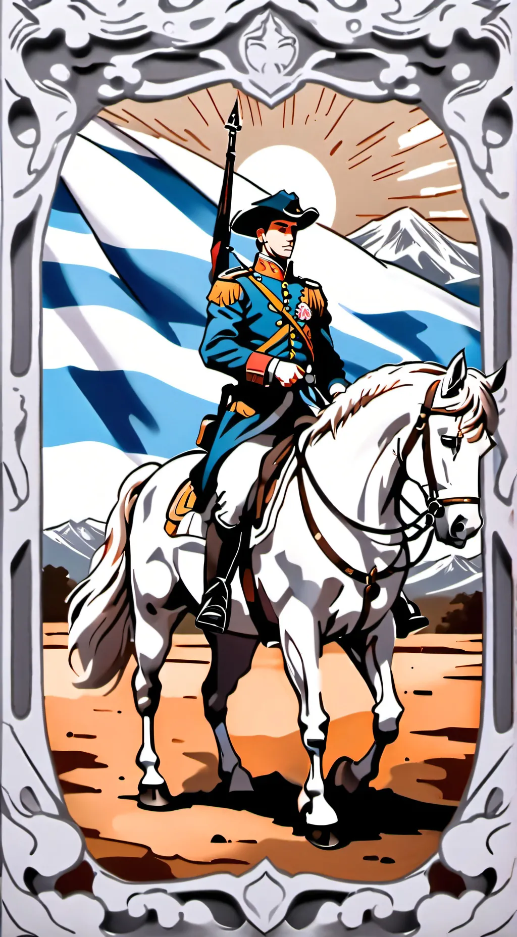 ai character: San Martin  background