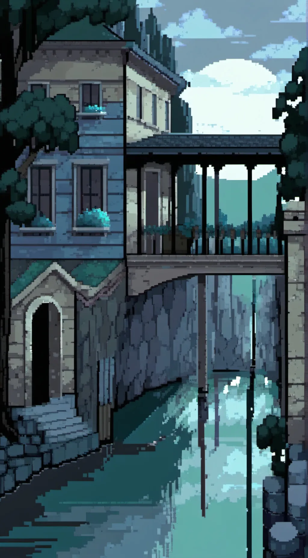 ai character: scary hotel background