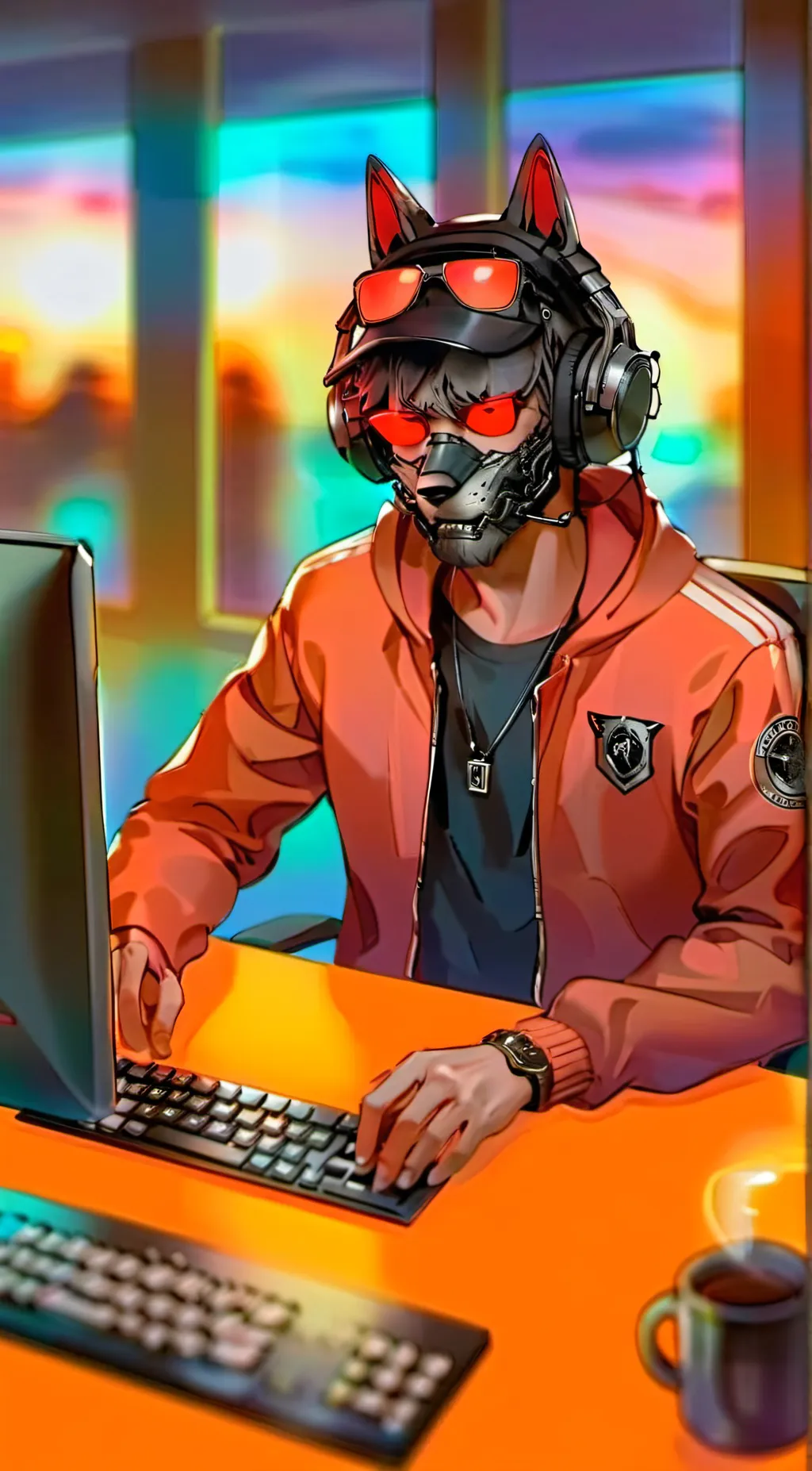 ai character: rookiecyberwolf background