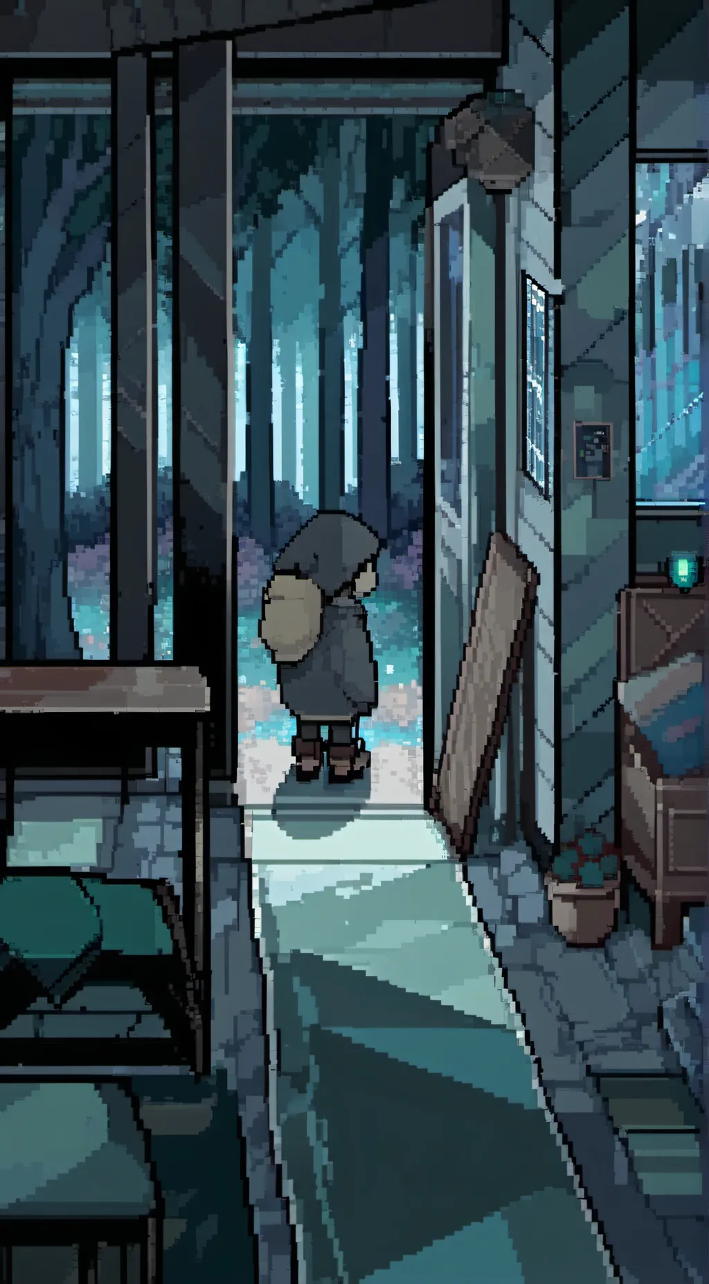 ai character: scary hotel background