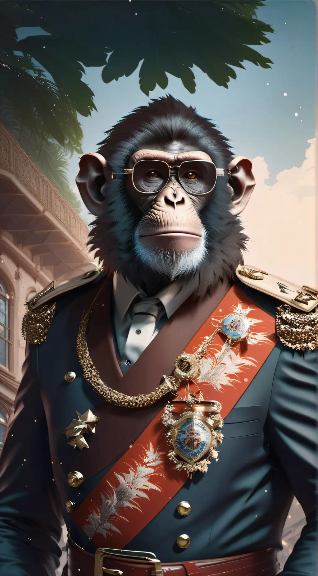ai character: BRITISH MONKEY background