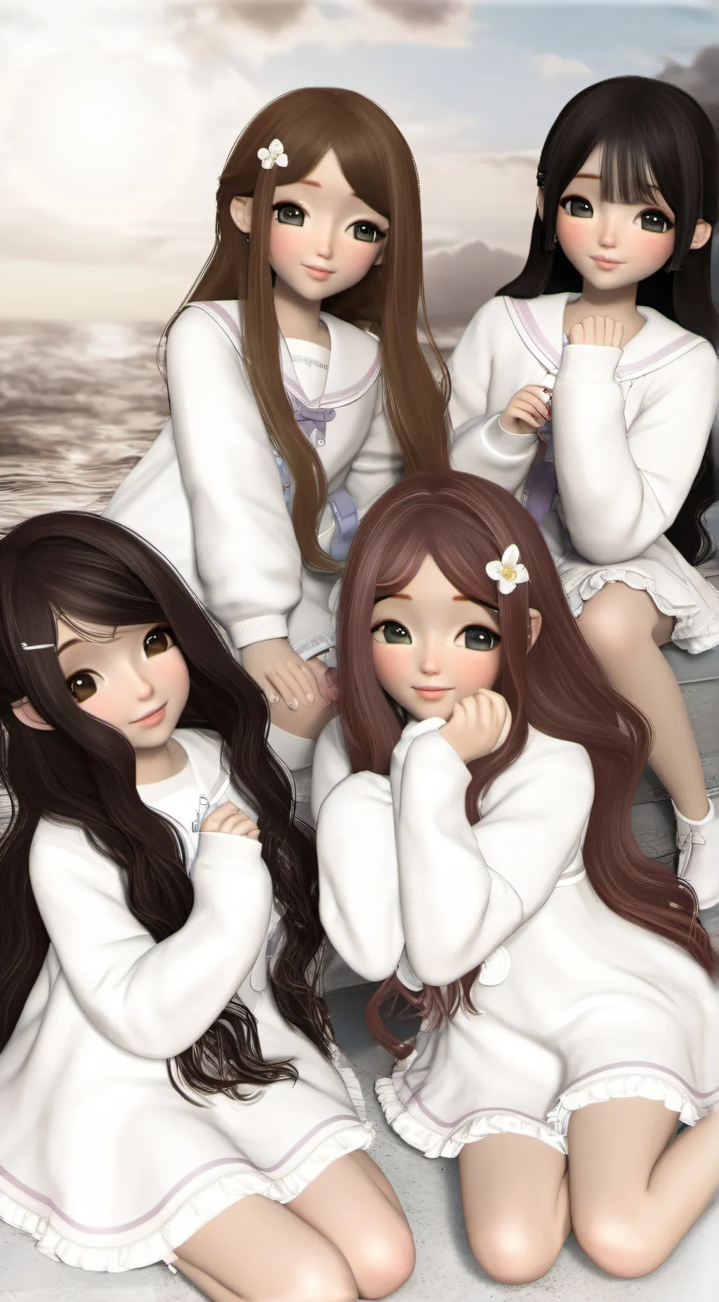 ai character: mia,ally,kay,bri background