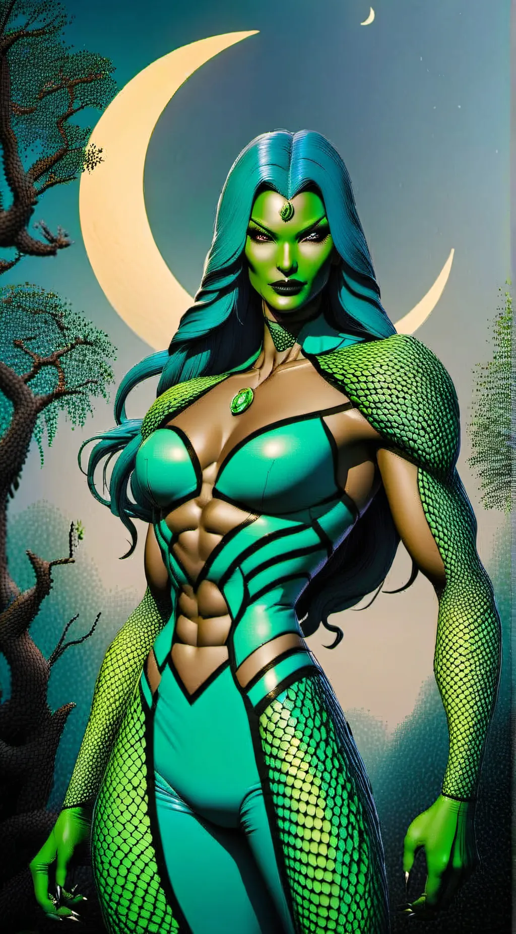 ai character: Emerald background