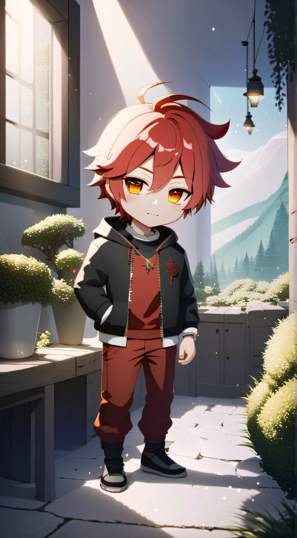 ai character: Red background