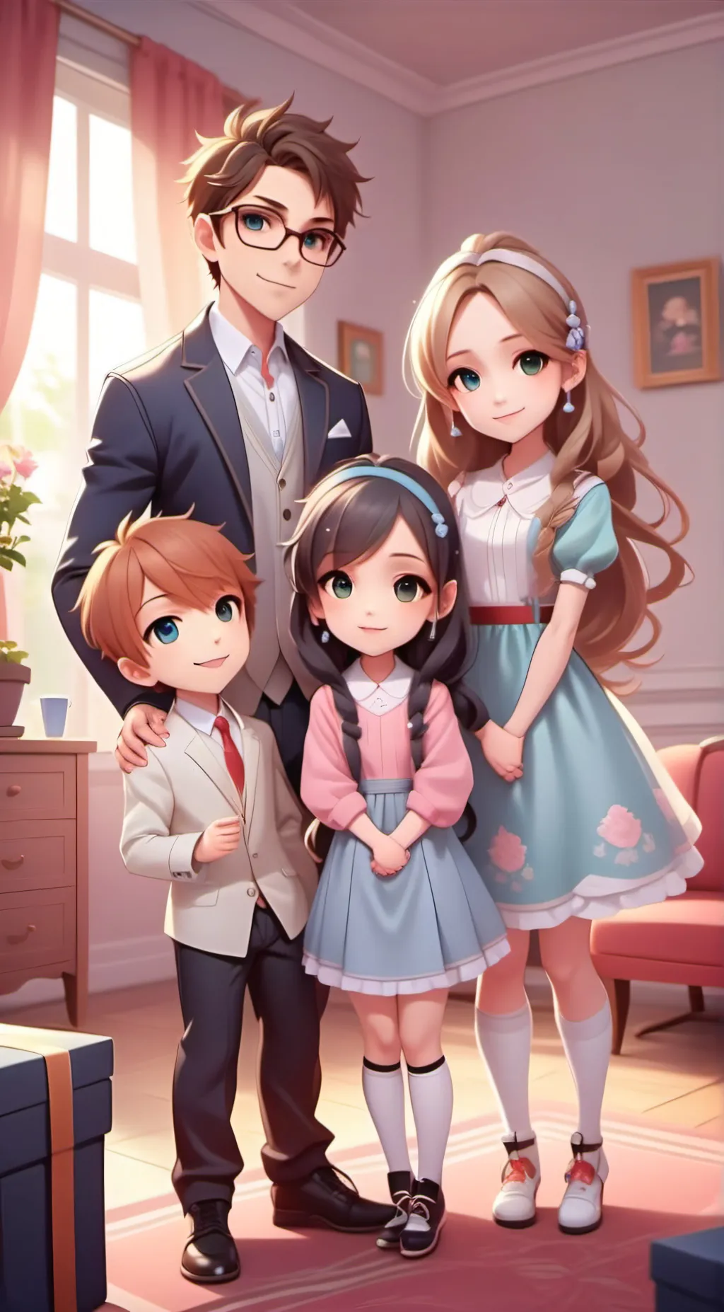 ai character: The FOUR SIBLINGS background