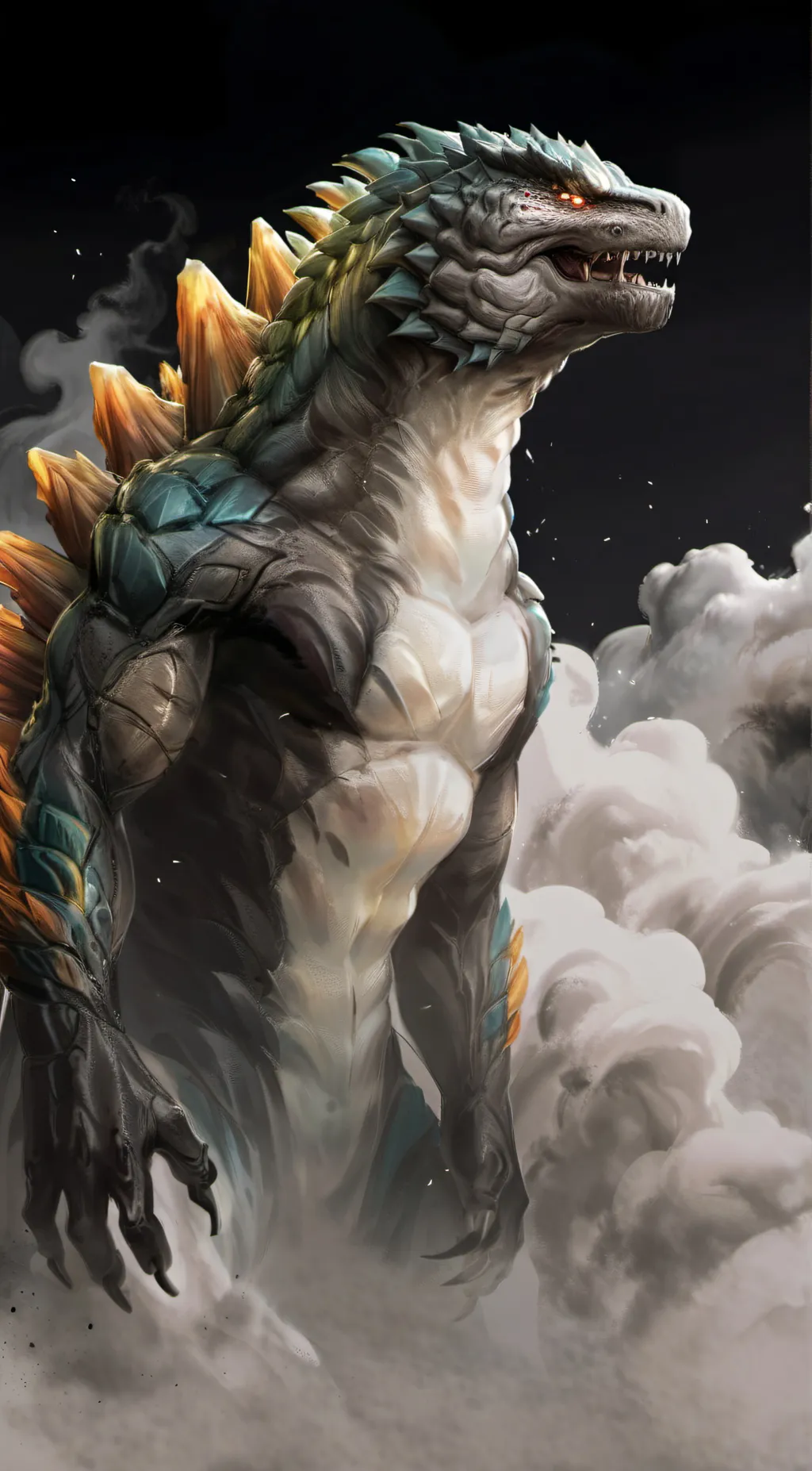 ai character: Twisted Godzilla background