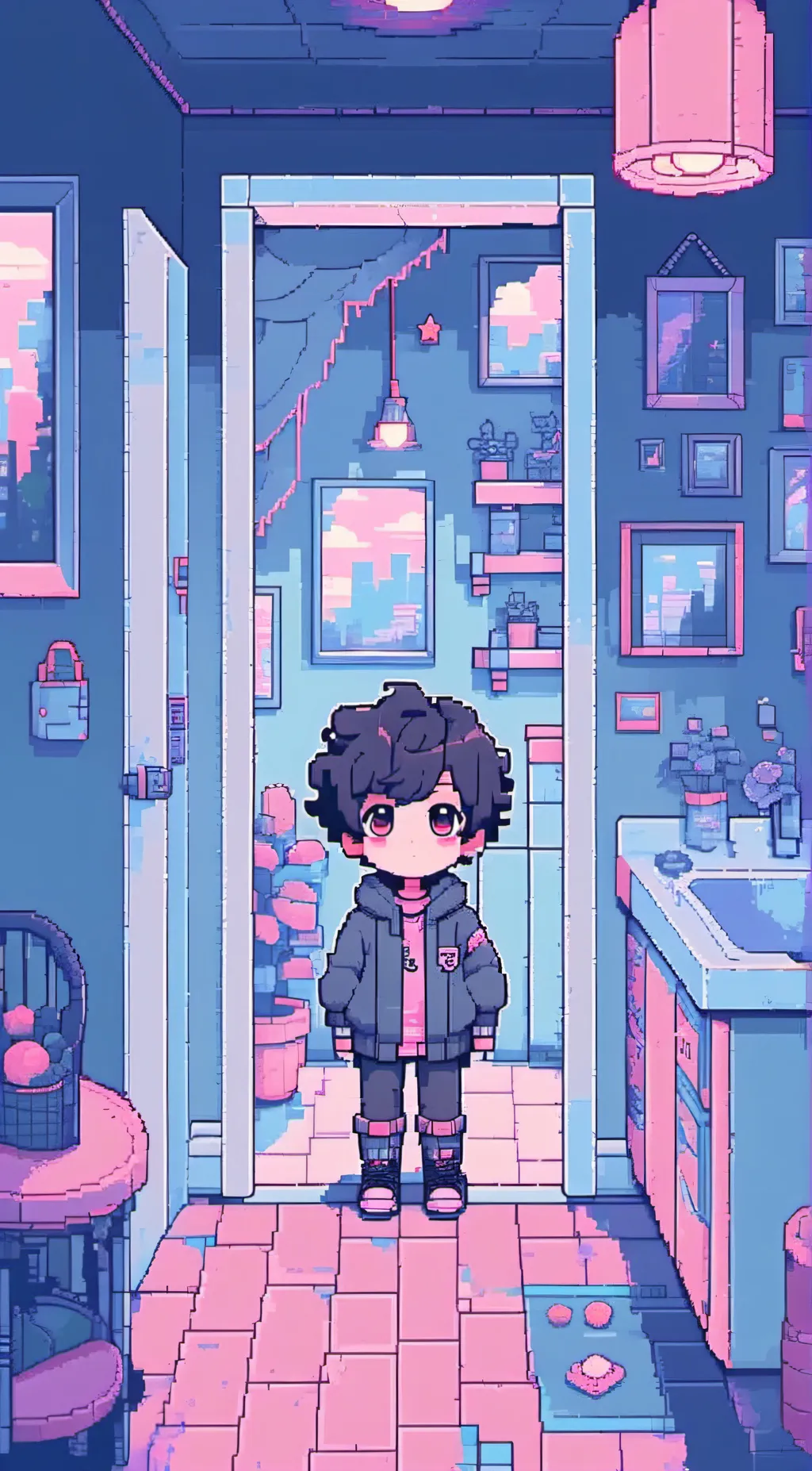 ai character: Pixel son background