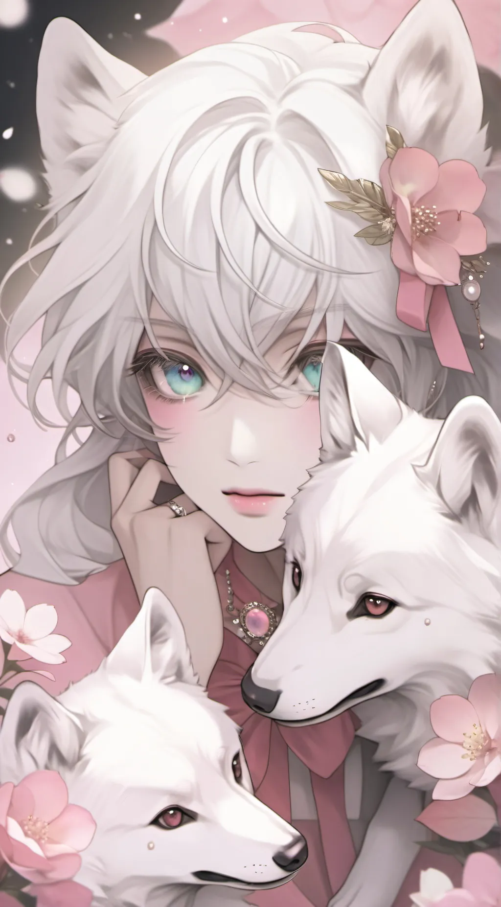 ai character: wolf girl background