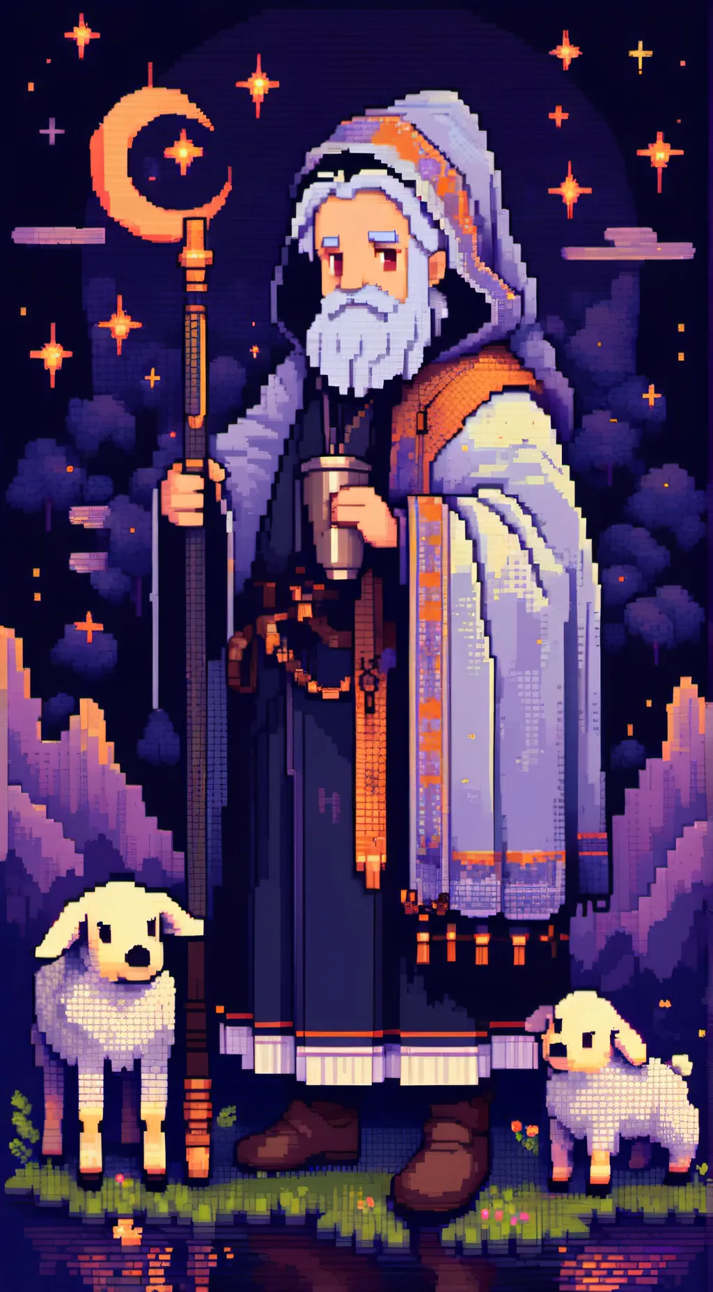 ai character:  enchanted sheperd background