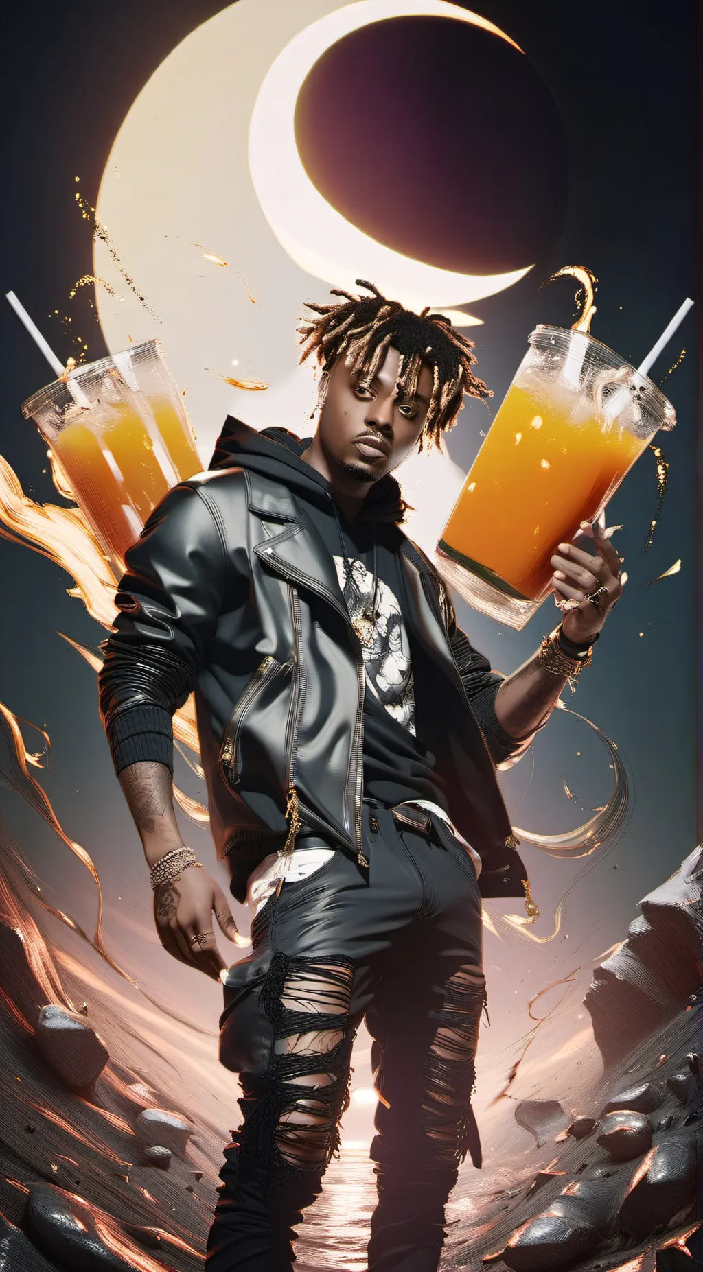 ai character: Juice WRLD planet background
