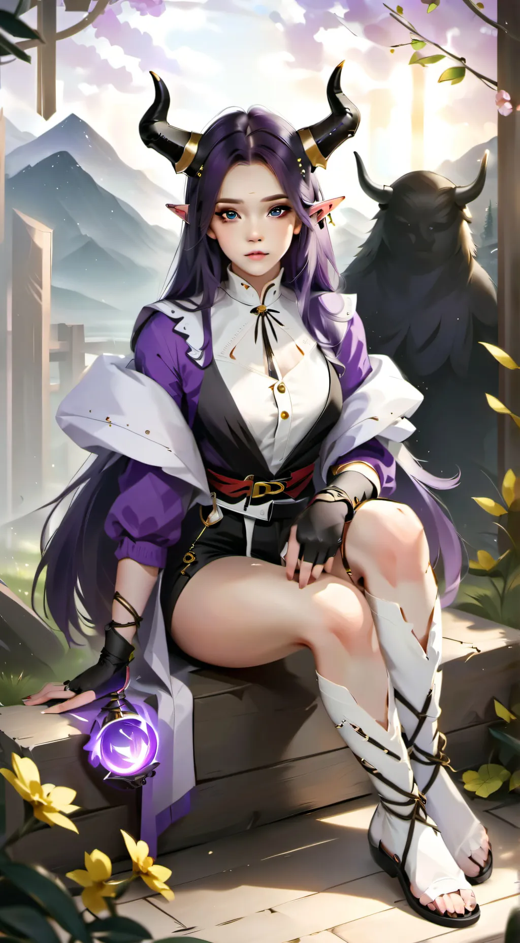 ai character: Violet background