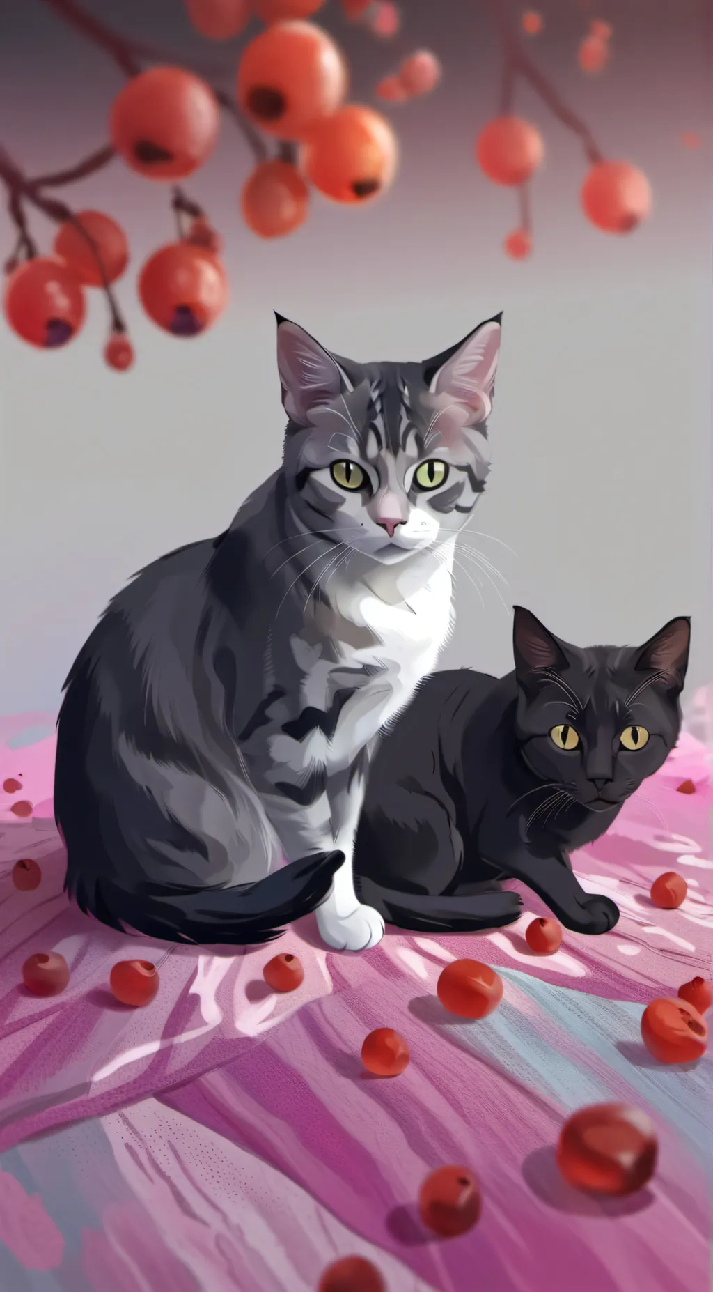 ai character: Mama and Daddy cat background