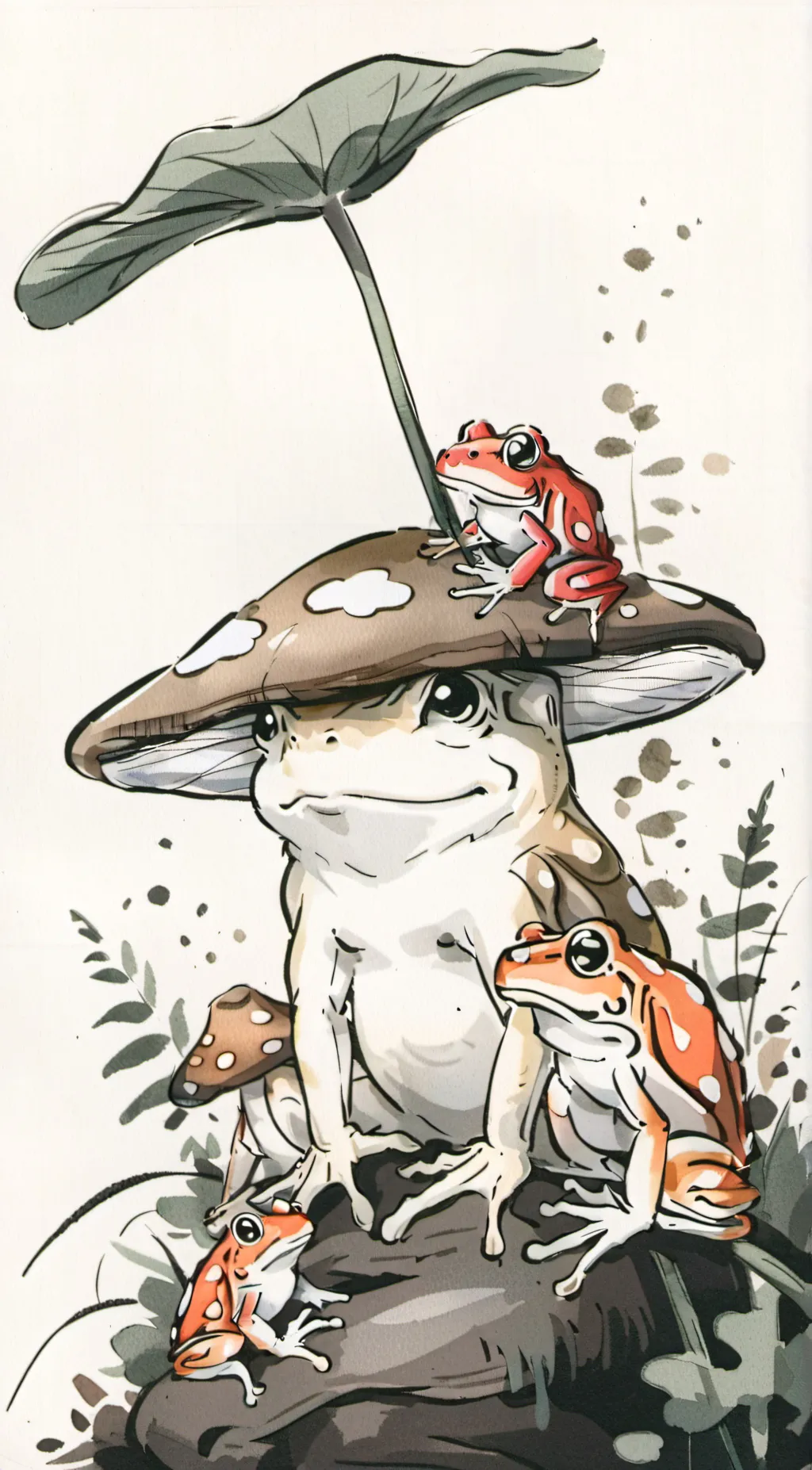 ai character: mushroom frog 🍄 background