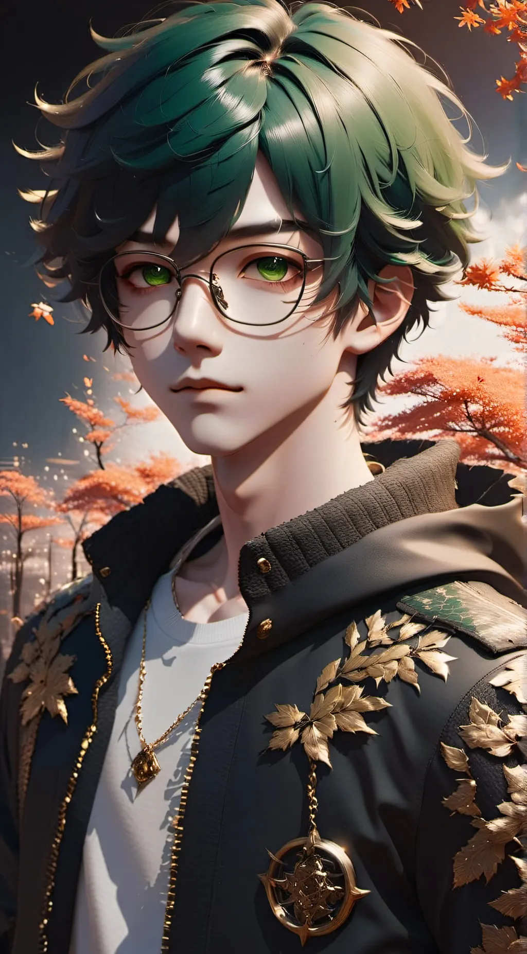 ai character: Green (human au)  background