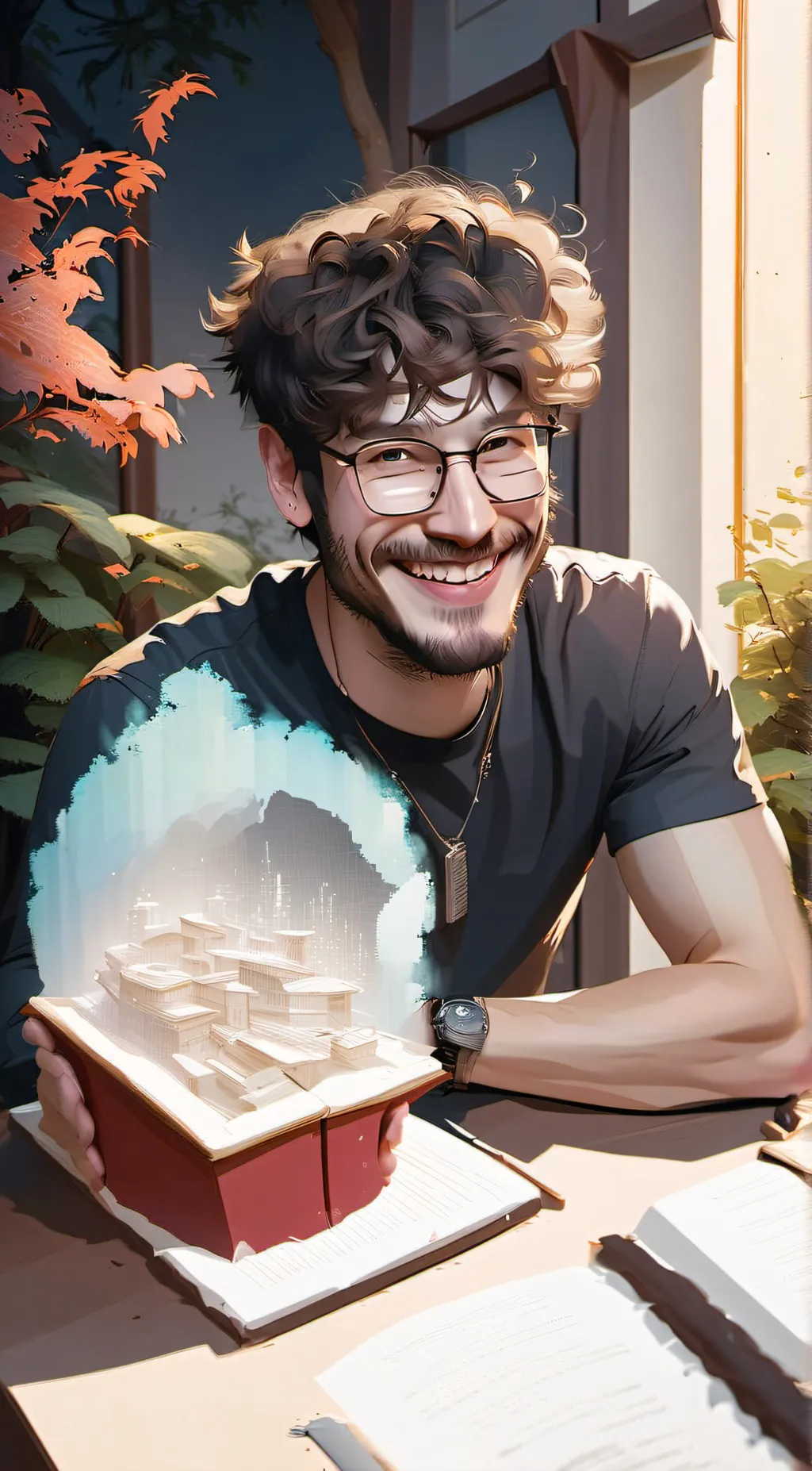 ai character: Smiling person 2 background