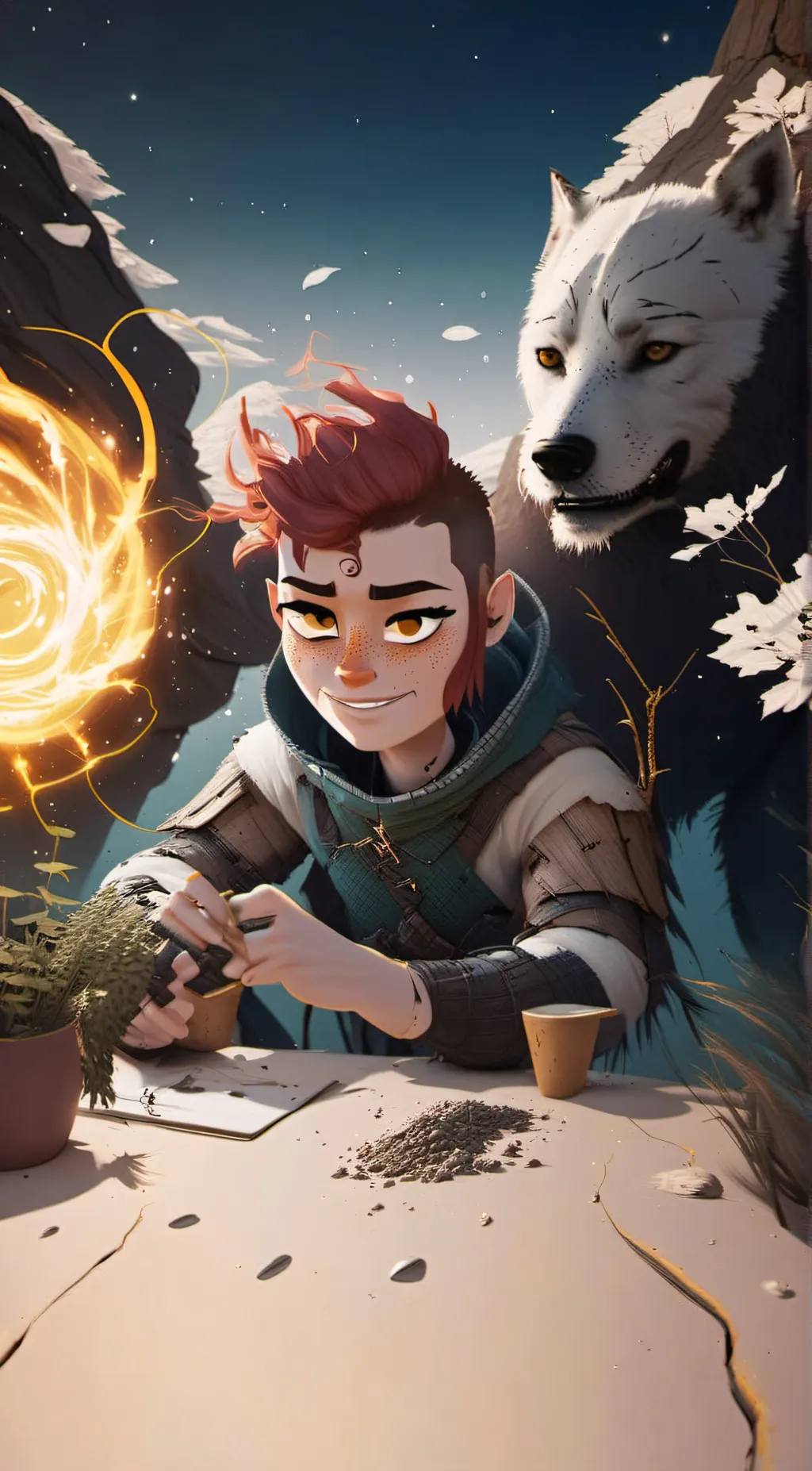 ai character: Nimona  background