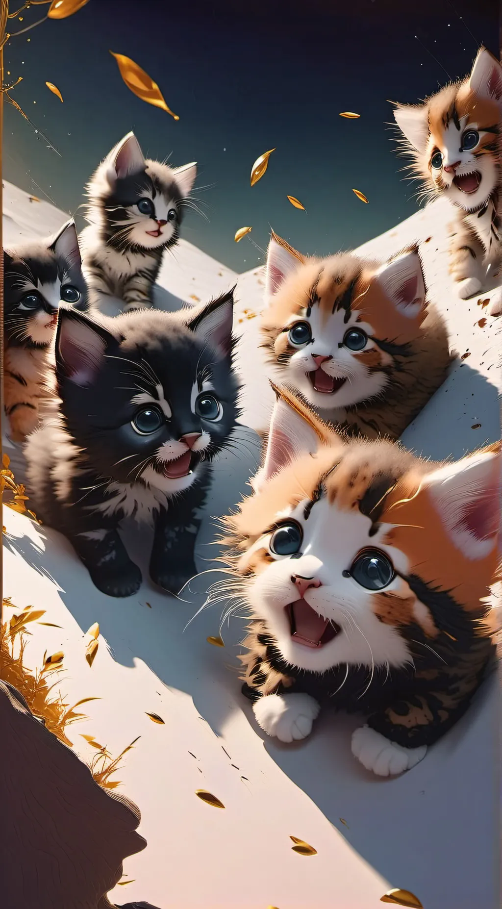 ai character: meowing kittens background