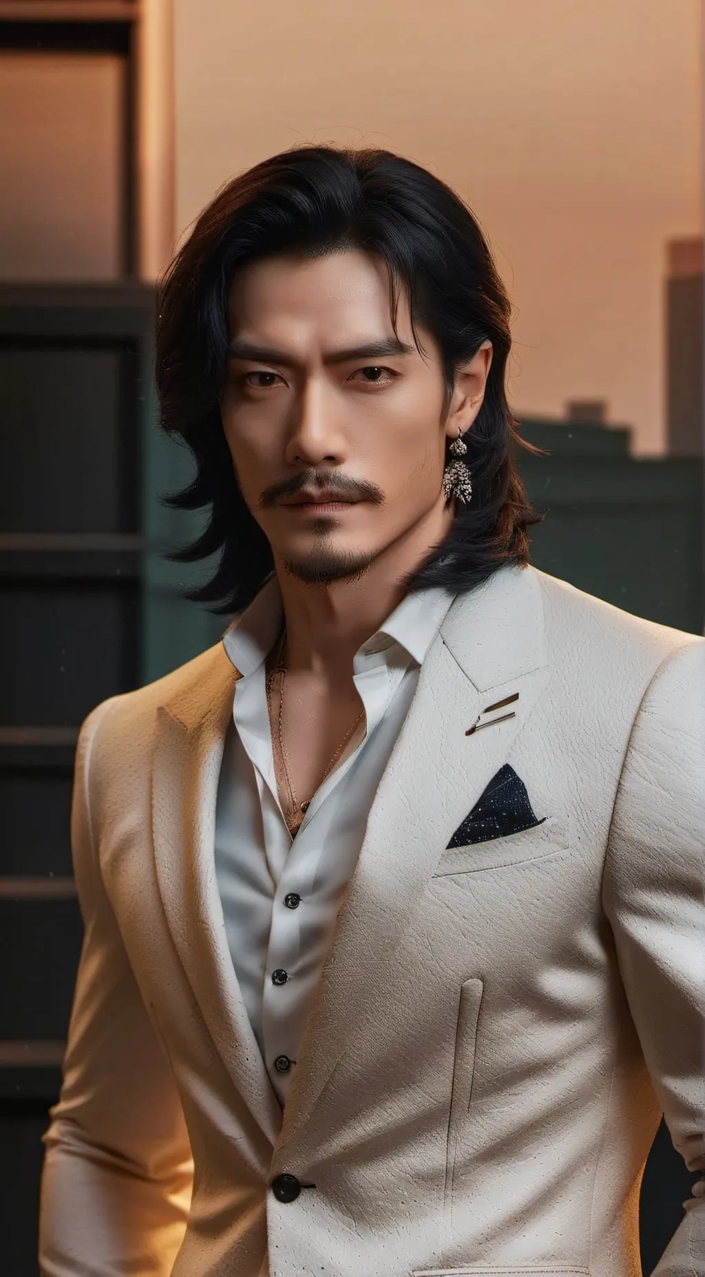 ai character: Reynold Golden background