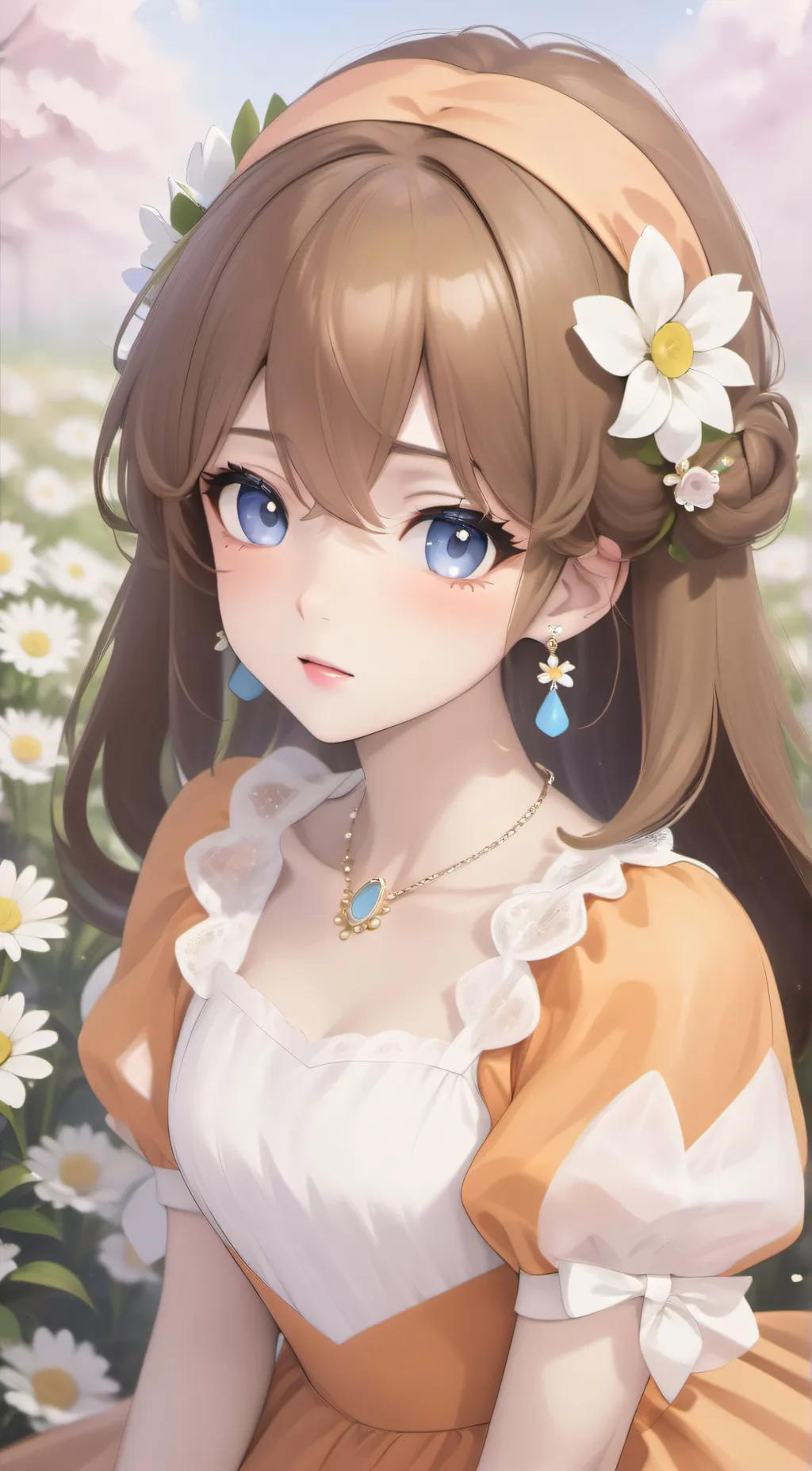 ai character: Princess daisy.  background