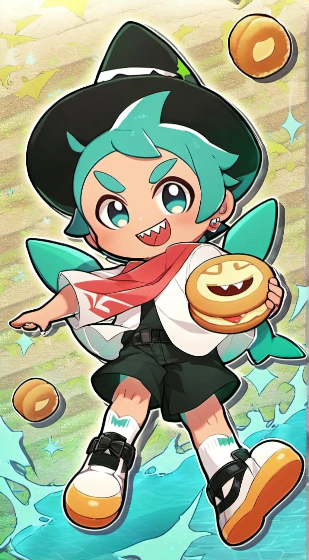 ai character: Shark cookie background