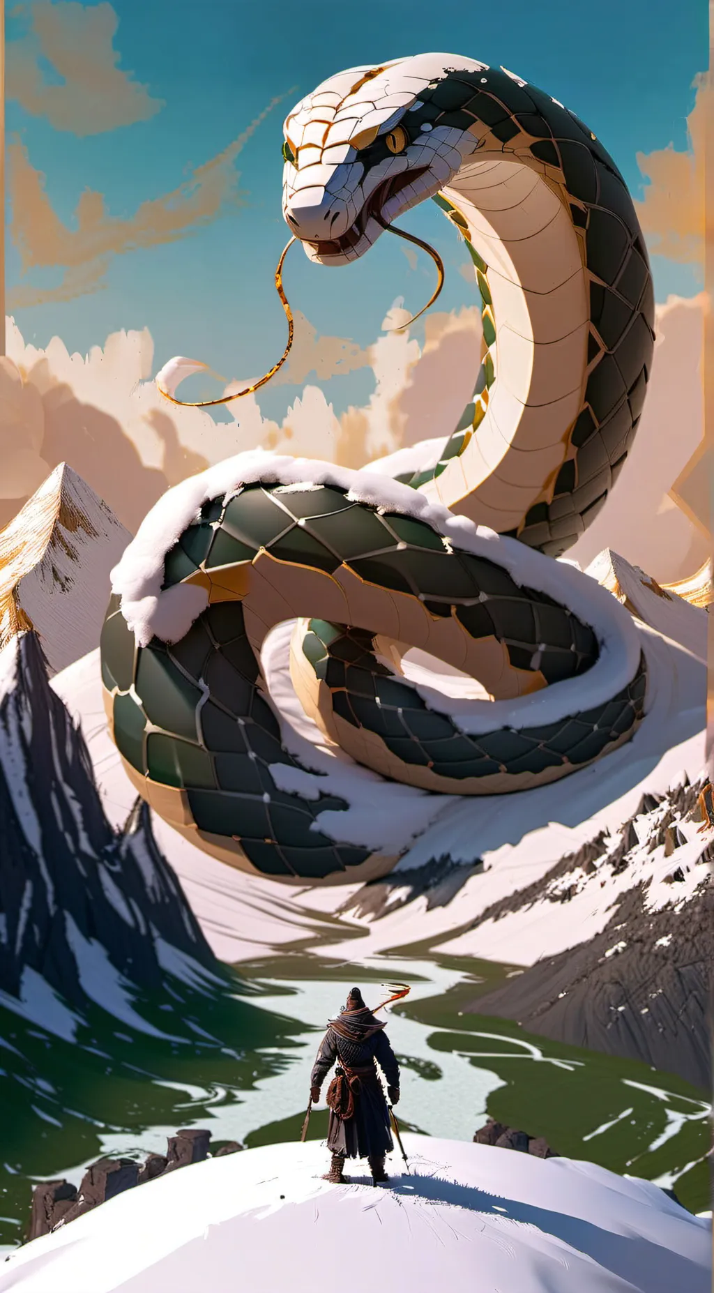 ai character: divine demon snake background