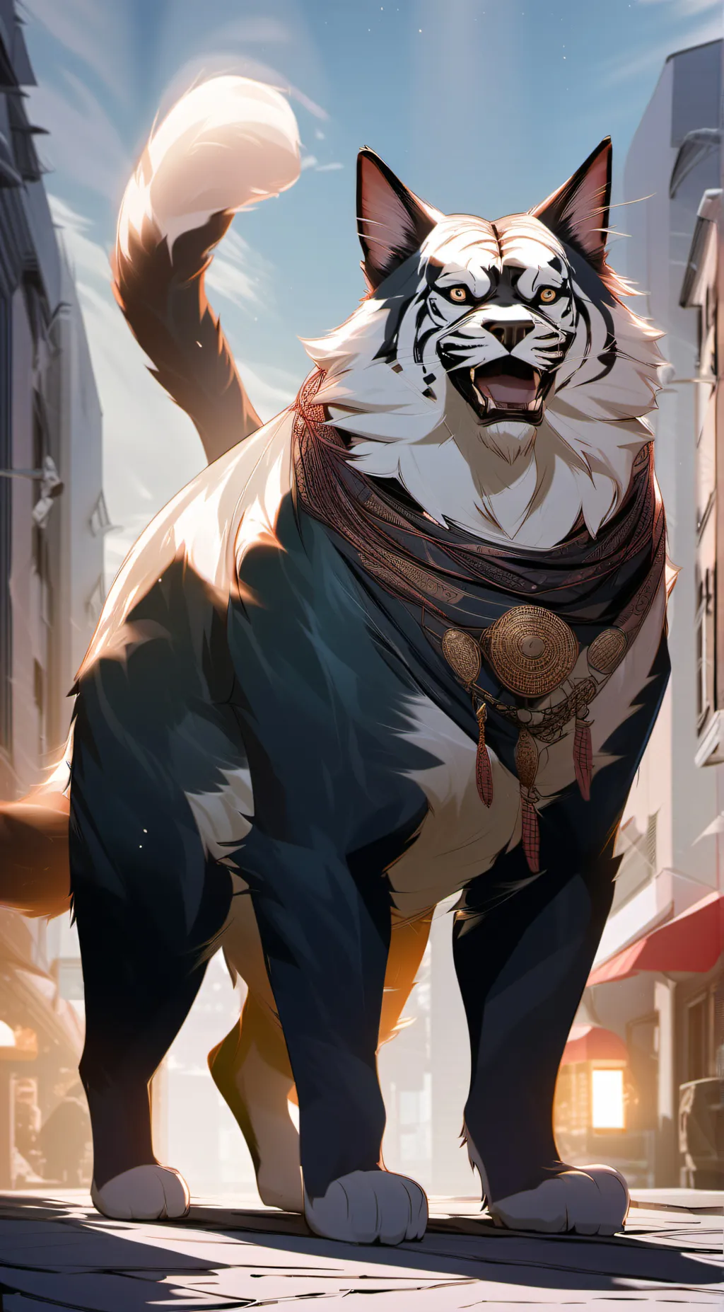 ai character: Hungry cat. background