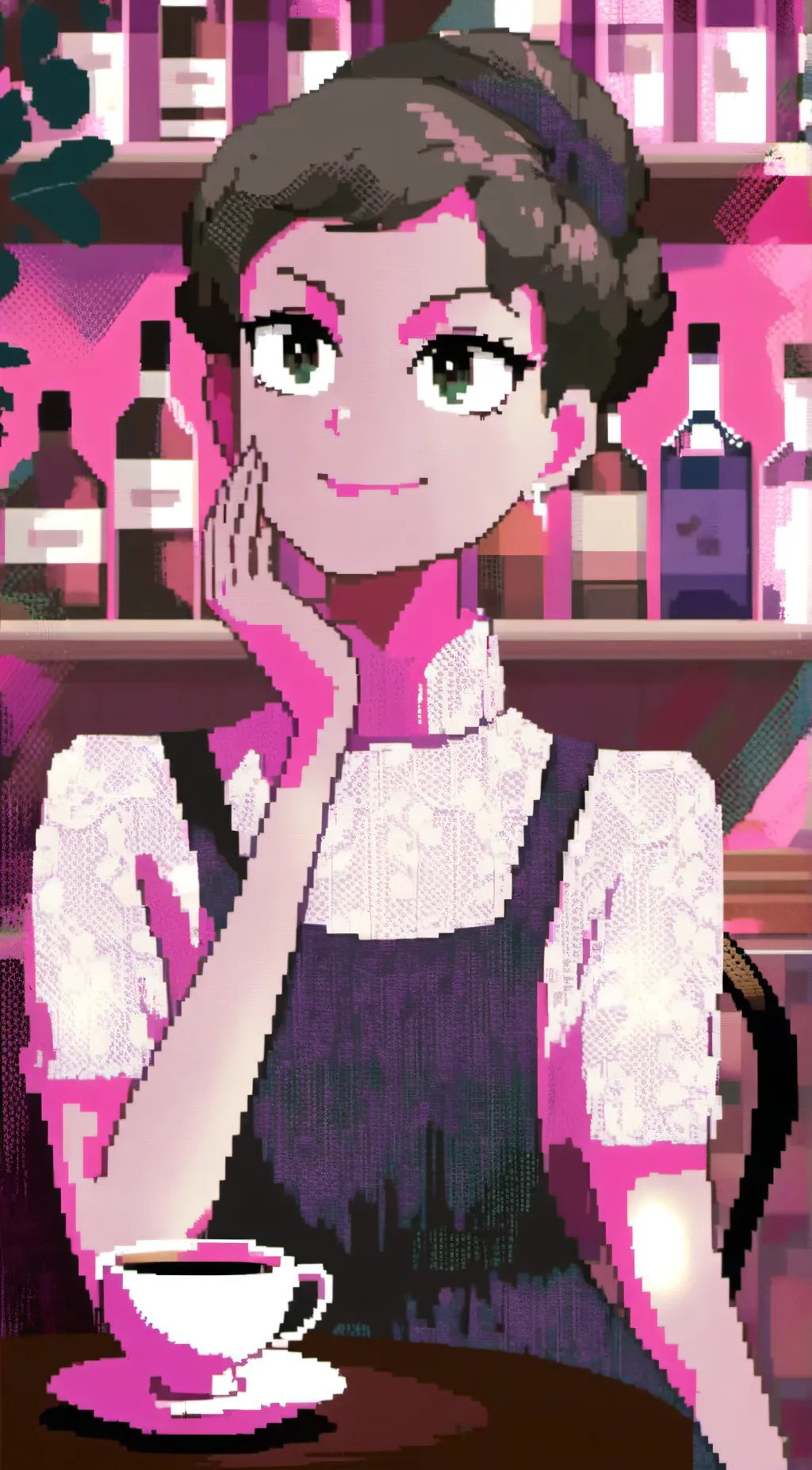 ai character: TV woman background