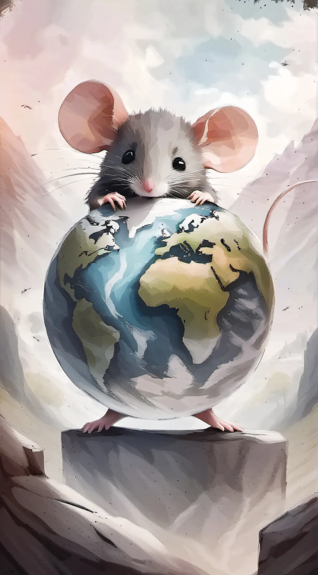 ai character: Giant mouse. background