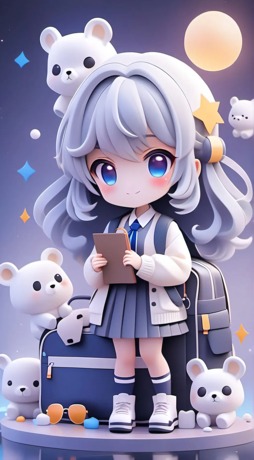 ai character: moon background