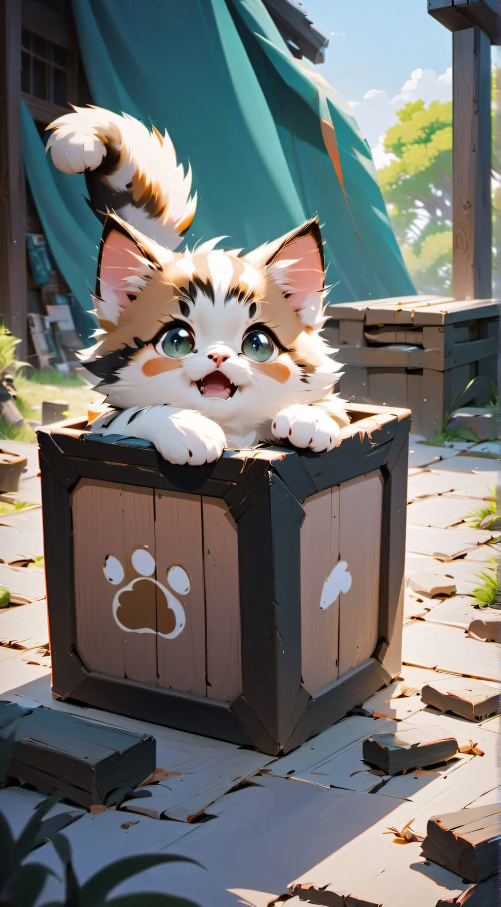 ai character: Cat in a Box  background