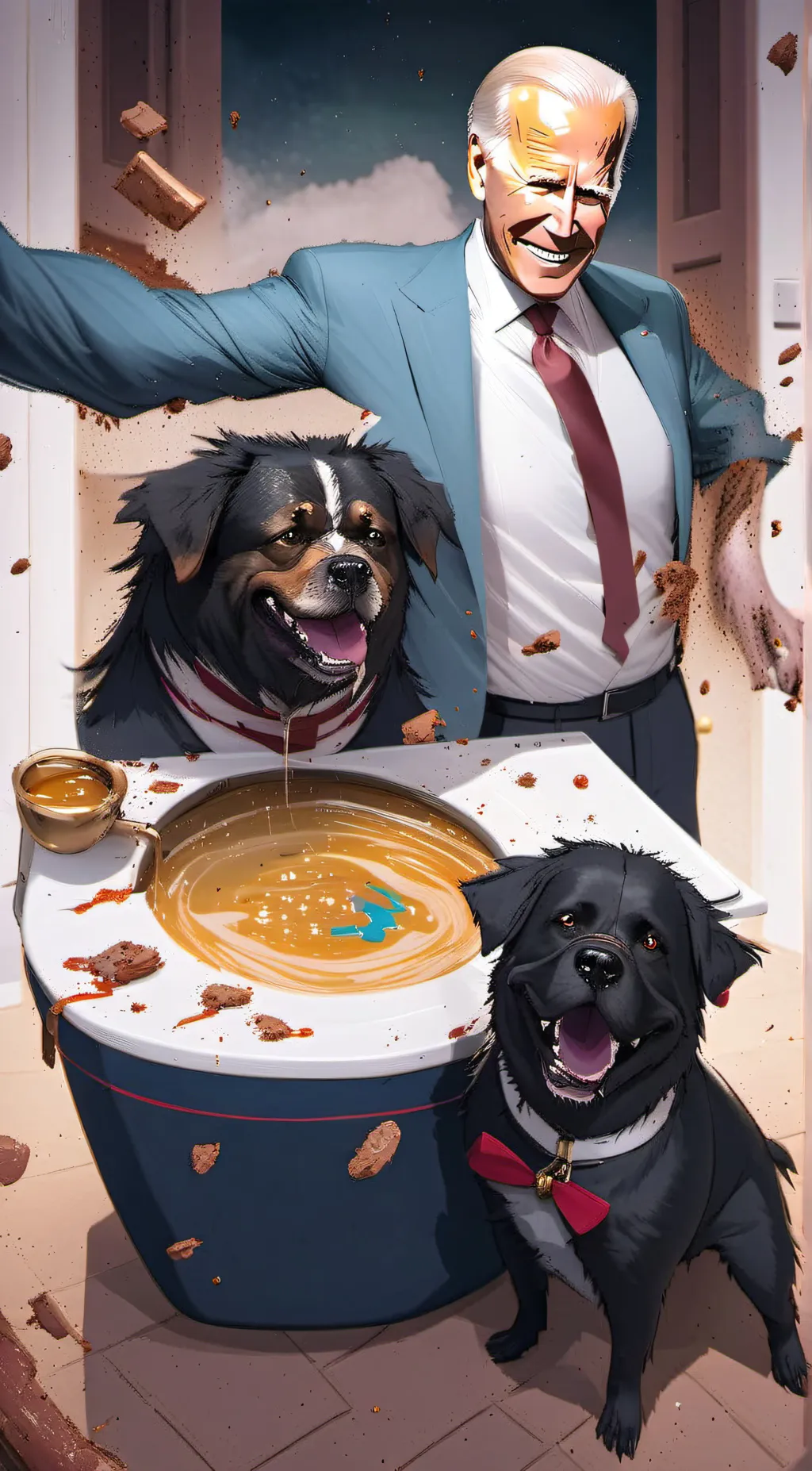 ai character: Joe biden skibidi  background