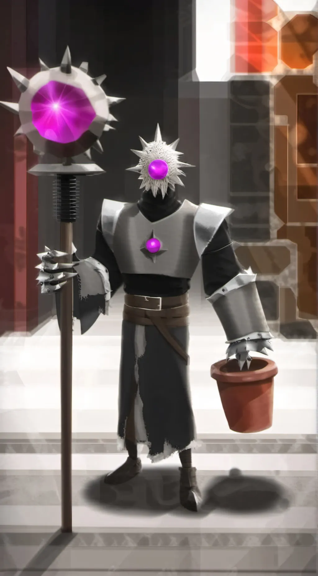 ai character: big lantern man background