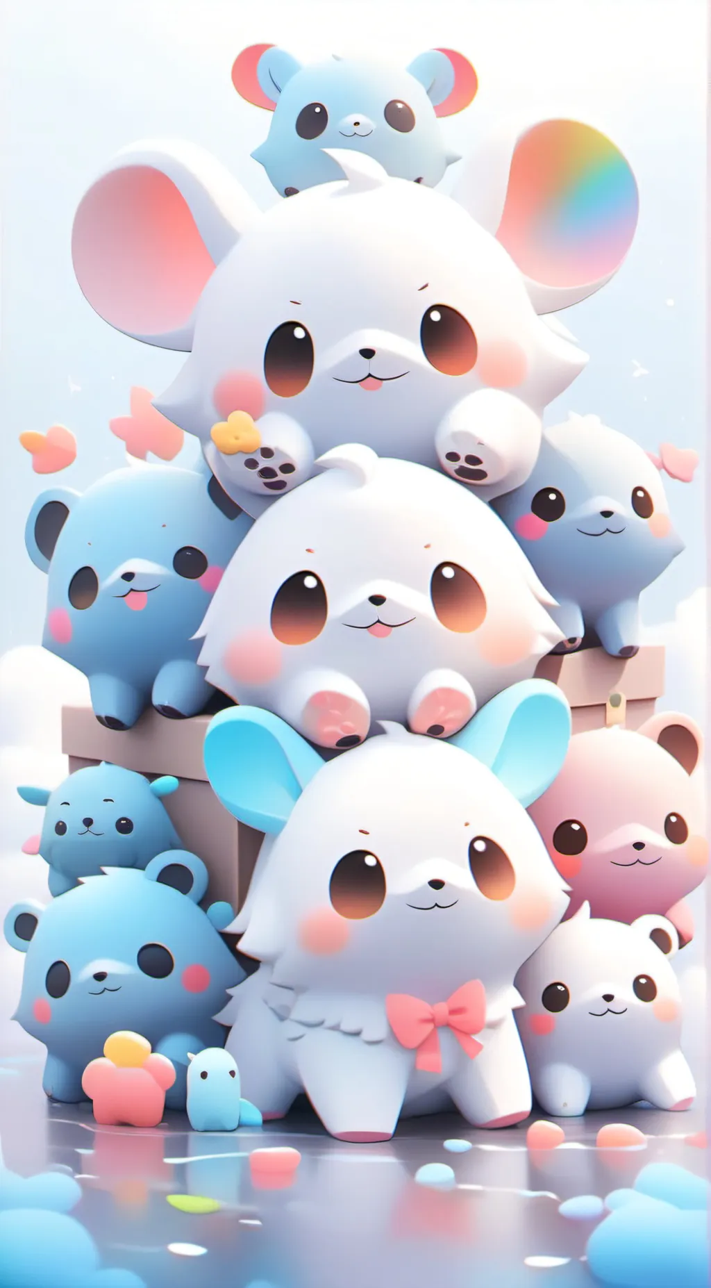 ai character: smiling critters background