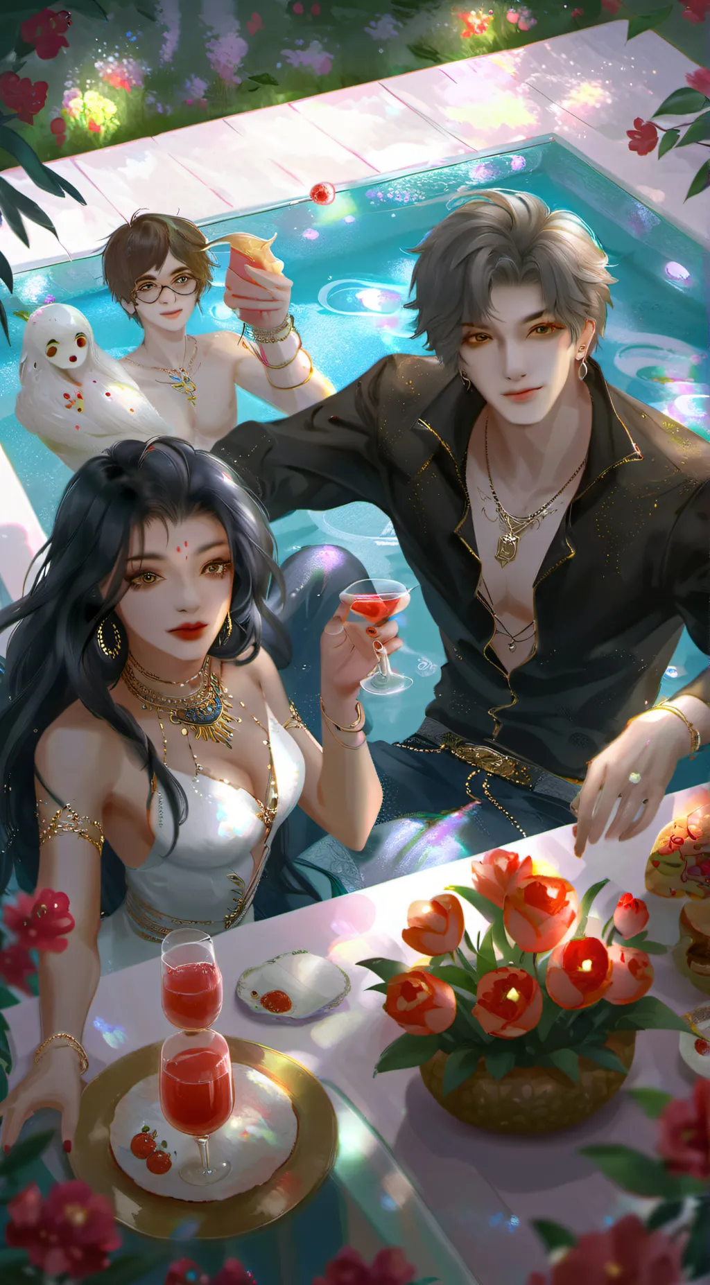 ai character: Aphmau pool party  background