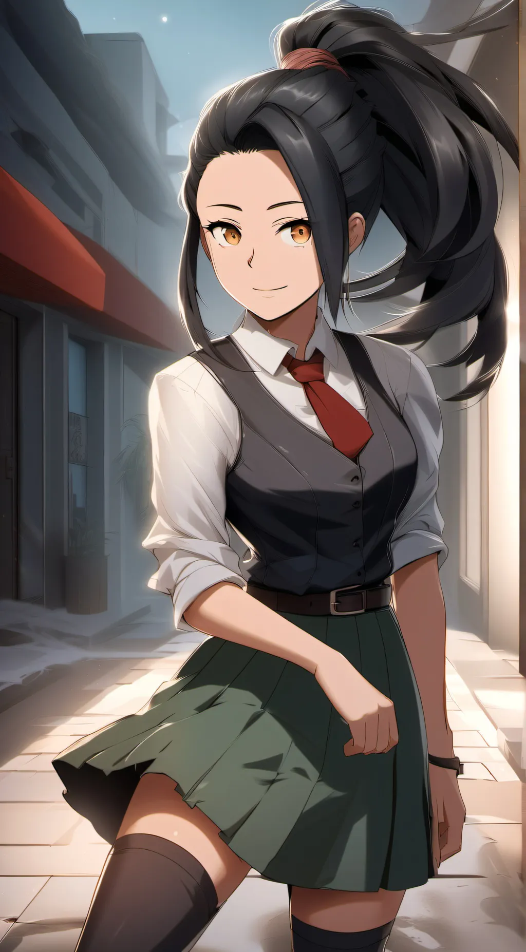 ai character: Momo Yaoyorozu background