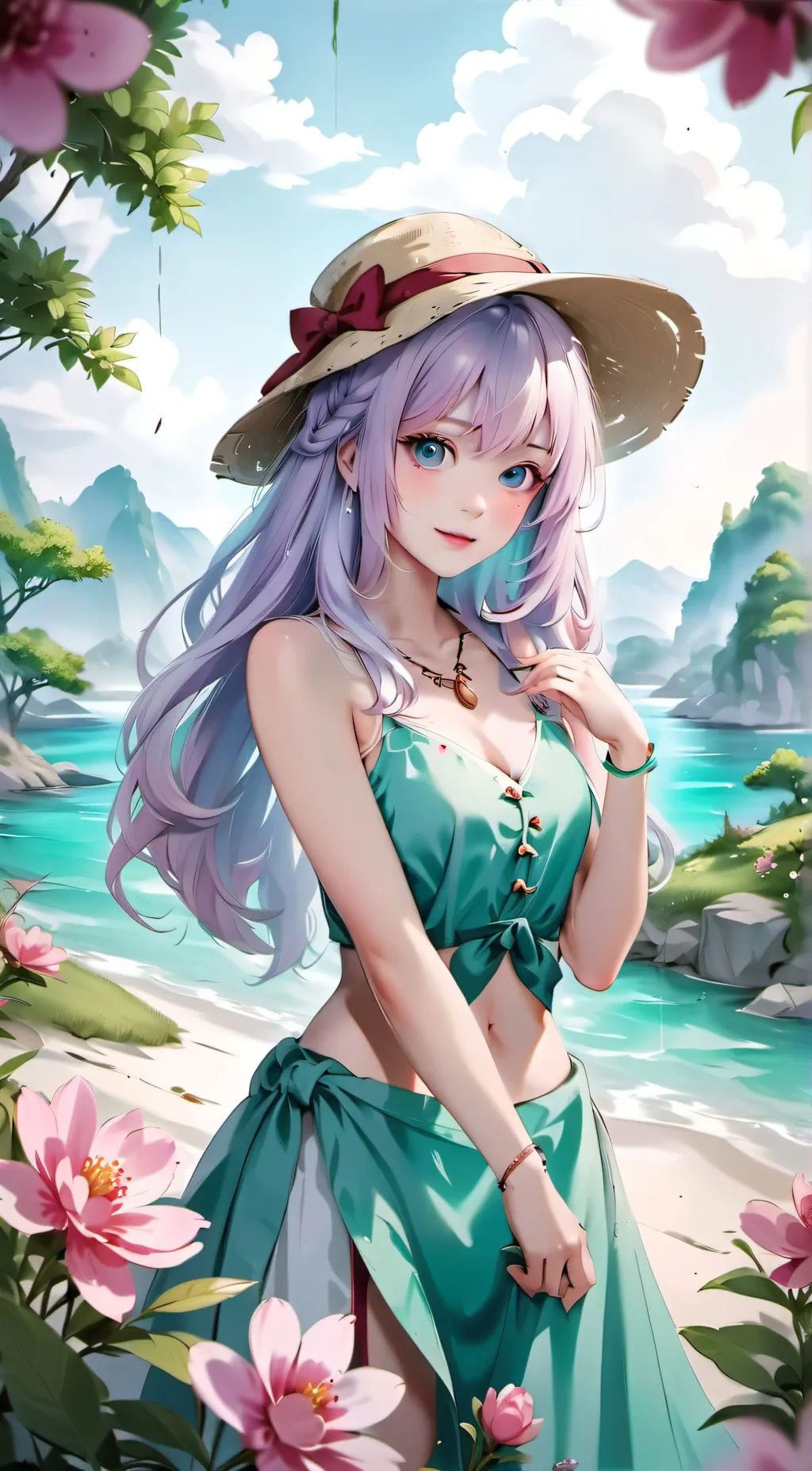 ai character: Cordelia Aqua background