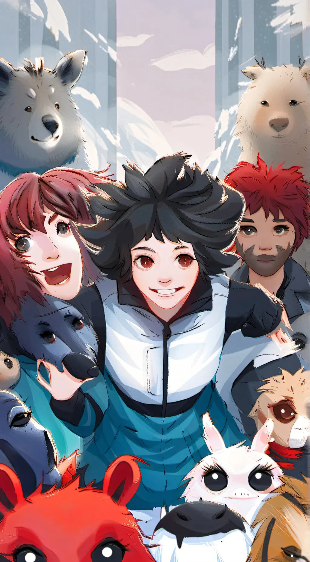 ai character: Smiling critters  background