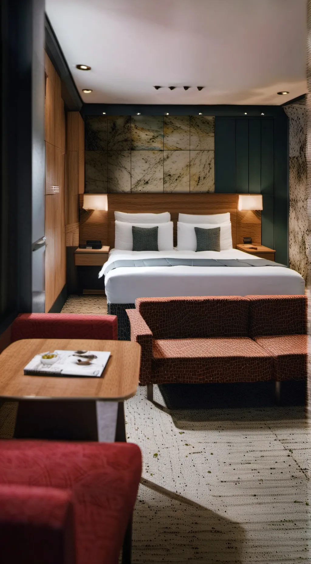 ai character: happy hotel background