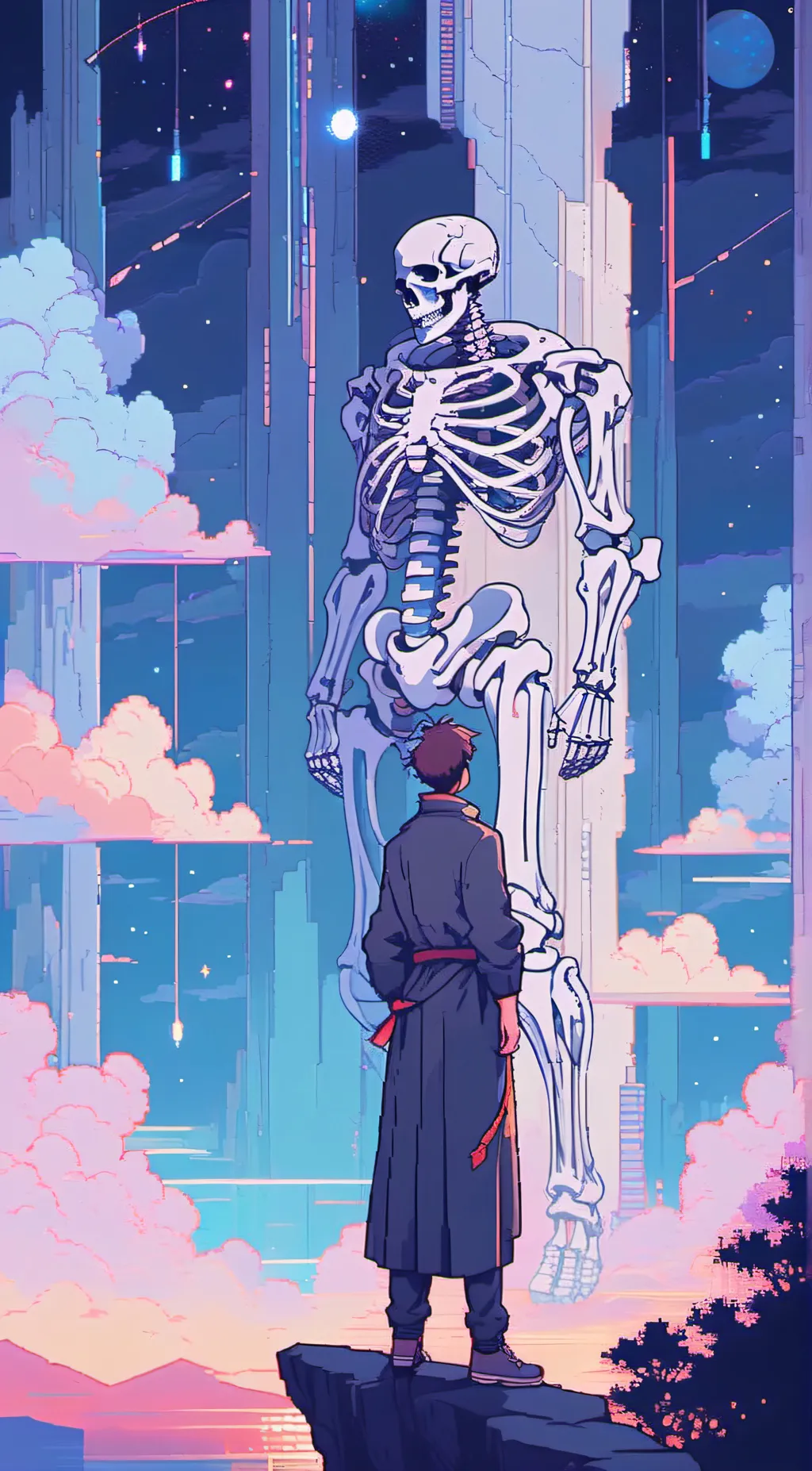 ai character: Ancient skeleton background