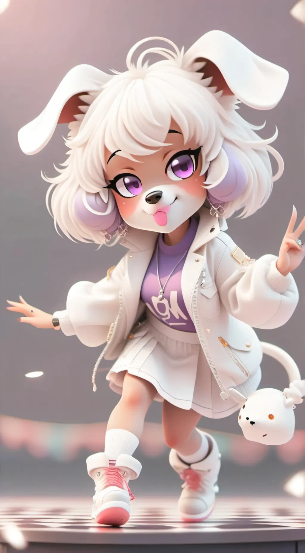 ai character: Bella the dog girl background